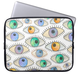Housse Pour Ordinateur Portable Motif d'aquarelle transparente à large oeil humain
