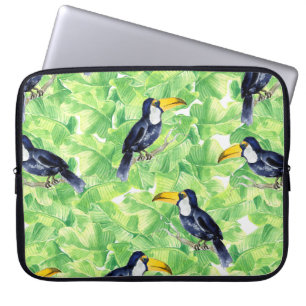 Housse Pour Ordinateur Portable Motif d'aquarelle transparente avec toucan sur l v