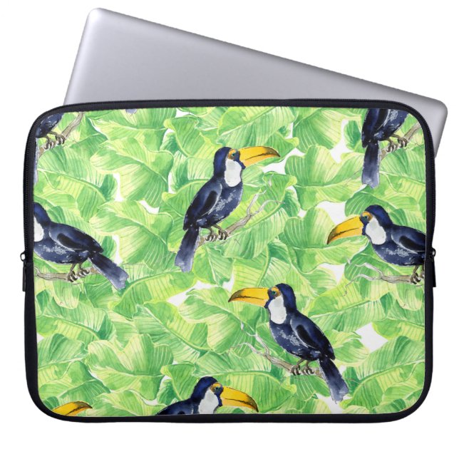 Housse Pour Ordinateur Portable Motif d'aquarelle transparente avec toucan sur l v (Devant)