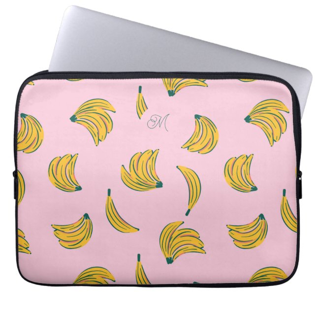 Housse Pour Ordinateur Portable Motif de banane rose monogramme (Devant)