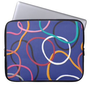 Housse Pour Ordinateur Portable Motif de bandes Cercles Abstraits vintages