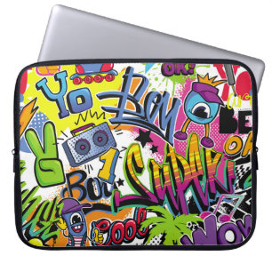 Housse Pour Ordinateur Portable motif de bandes dessinées sans couture Abstrait av