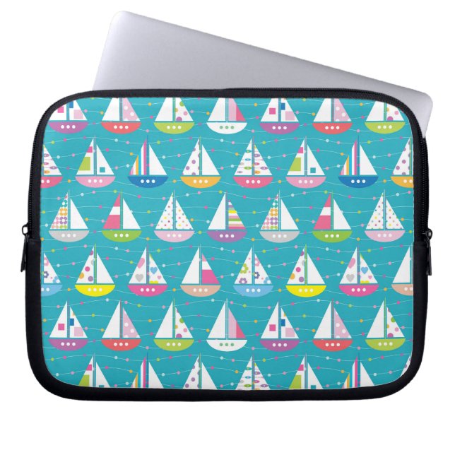 Housse Pour Ordinateur Portable Motif de bateau à voile Pastel (Devant)