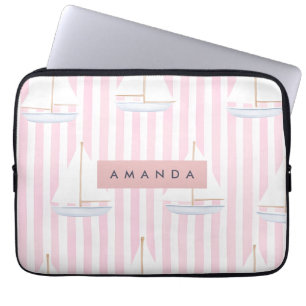 Housse Pour Ordinateur Portable Motif de bateau Pastel Cute personnalisé