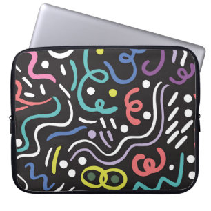 Housse Pour Ordinateur Portable Motif de brosse dessiné à la main, lignes de zigza