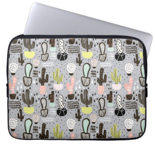 Housse Pour Ordinateur Portable Motif de cactus texturés à la main