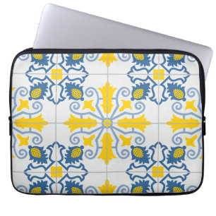 Housse Pour Ordinateur Portable Motif de carreaux portugais jolis bleus et jaunes