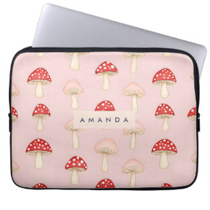 Housse Pour Ordinateur Portable Motif de champignon rose vif