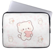 Motif de chat blanc mignon – Cœurs et fleurs Kawai