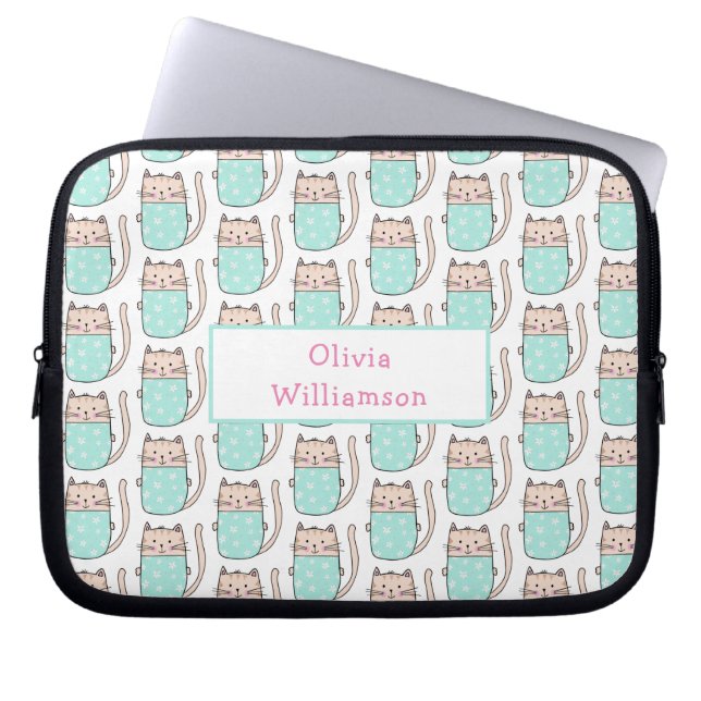 Housse Pour Ordinateur Portable Motif de chat mignon  (Devant)