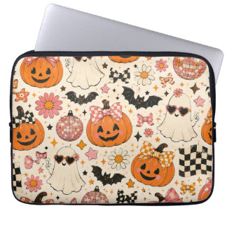 Housse Pour Ordinateur Portable Motif de citrouille Halloween rose mignon avec des