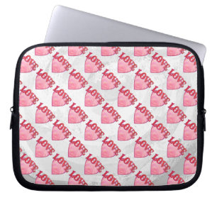 Housse Pour Ordinateur Portable Motif de coeur d'amour rose