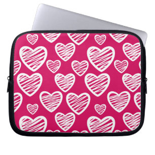 Housse Pour Ordinateur Portable Motif de coeur Gras Rouge et Blanc Scribble