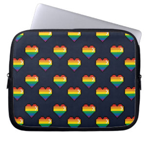 Housse Pour Ordinateur Portable Motif de coeur Rainbow 8 bits