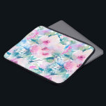 Housse Pour Ordinateur Portable Motif de collage de fleurs rose et bleue<br><div class="desc">Les fleurs d'eau rose pastel moderne et bleu collage motif.</div>