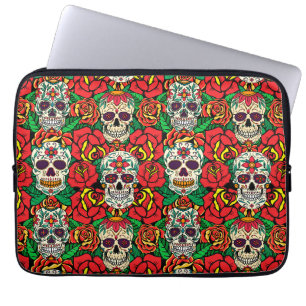 Housse Pour Ordinateur Portable Motif de crânes floraux
