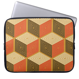 Housse Pour Ordinateur Portable Motif de cube Vintage rouge or