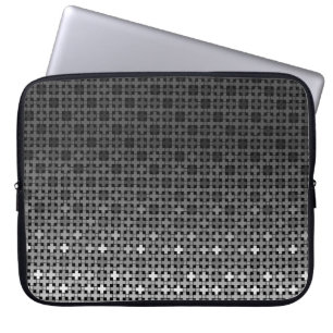 Housse Pour Ordinateur Portable Motif de dégradé géométrique noir et blanc