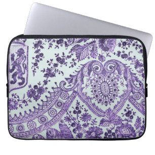 Housse Pour Ordinateur Portable Motif de dentelle florale pourpre