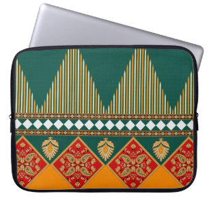 Housse Pour Ordinateur Portable Motif de design textile numérique avec bord géomét