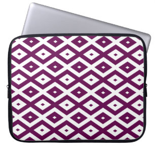Housse Pour Ordinateur Portable Motif de diamant blanc et violet de prune
