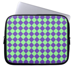 Housse Pour Ordinateur Portable Motif de diamant Purple Green Checker