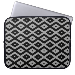 Housse Pour Ordinateur Portable Motif de diamants gris et noir