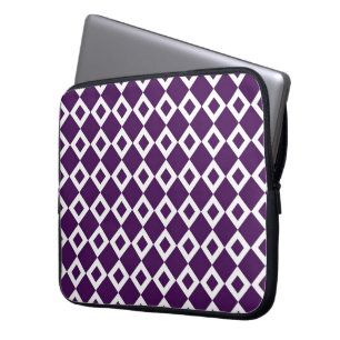 Housse Pour Ordinateur Portable Motif de diamants violet et blanc