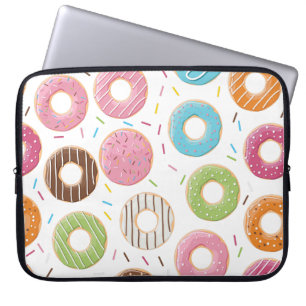 Housse Pour Ordinateur Portable Motif de Donuts Colorés Rétro pour une Fête Amusan
