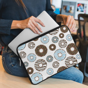Housse Pour Ordinateur Portable Motif De Donuts, Donuts Bleus, Donuts Brown