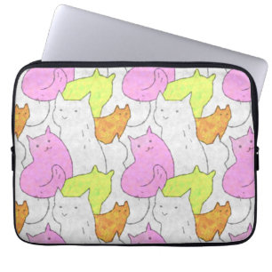 Housse Pour Ordinateur Portable Motif de doodle aux chats aquarelle mignons