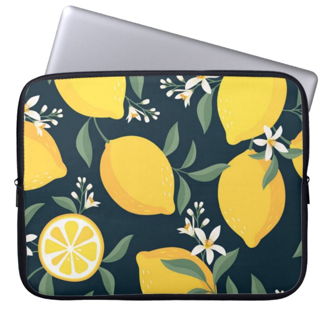 Housse Pour Ordinateur Portable Motif de feuille jaune citron (Devant)