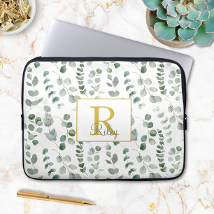 Housse Pour Ordinateur Portable Motif de feuilles d'eucalyptus Monogram