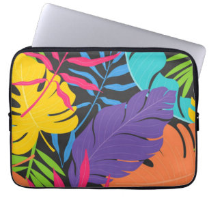 Housse Pour Ordinateur Portable Motif de feuilles tropicales exotiques colorées