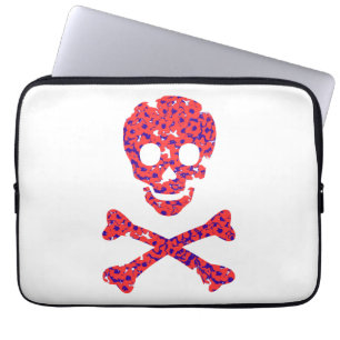 Housse Pour Ordinateur Portable motif de fleur rose crâne