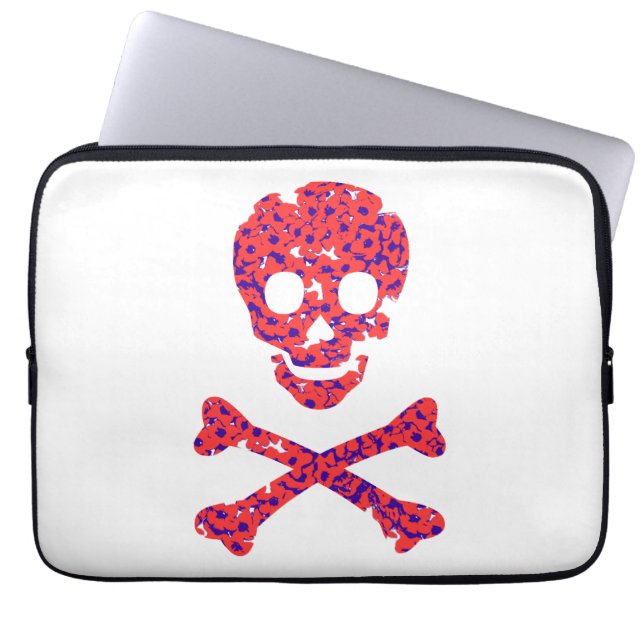 Housse Pour Ordinateur Portable motif de fleur rose crâne (Devant)
