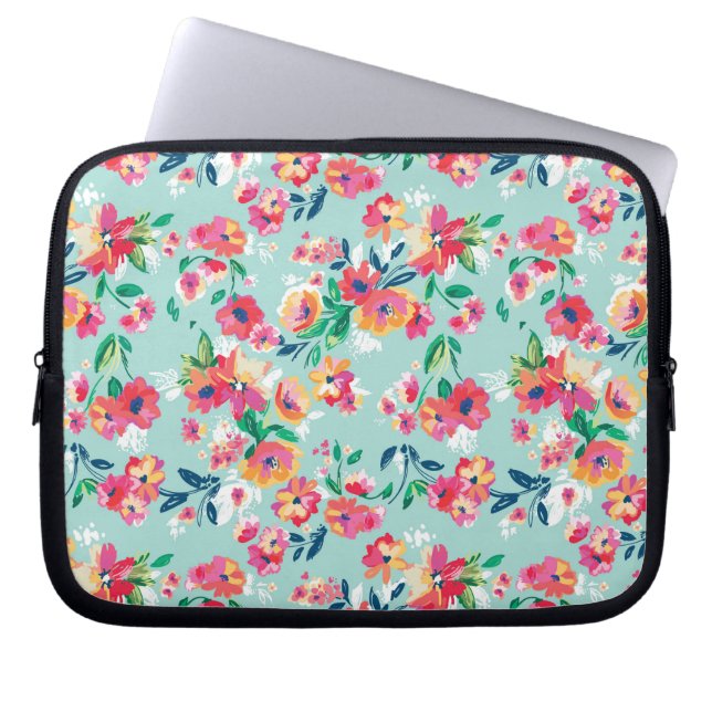 Housse Pour Ordinateur Portable Motif de fleurs peint (Devant)