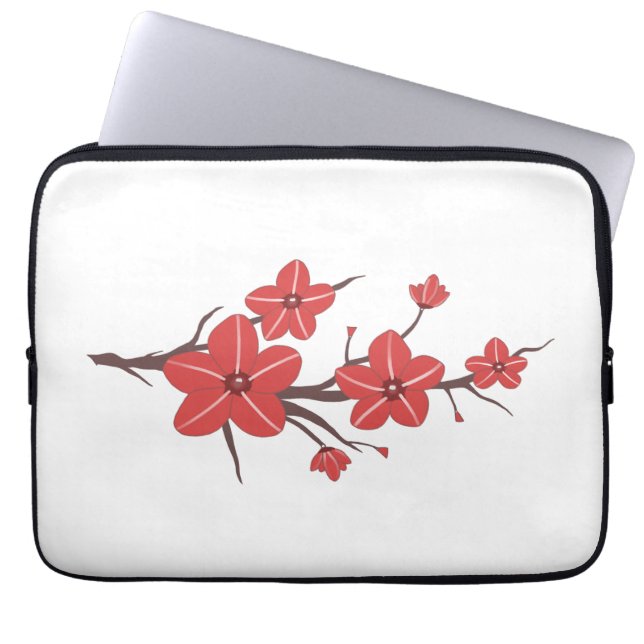 Housse Pour Ordinateur Portable Motif de fleurs rouges cerises ! (Devant)