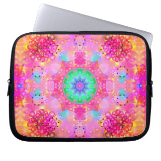 Housse Pour Ordinateur Portable Motif de fractale d'étoiles et de bulles de rose