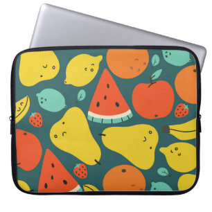 Housse Pour Ordinateur Portable Motif de fruits tropicaux tiré à la main