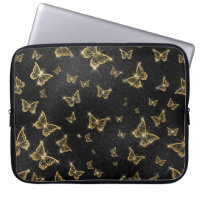 Motif de glam or et papillons noirs