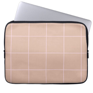 Housse Pour Ordinateur Portable Motif de grille en beige chaud et carreaux minimal