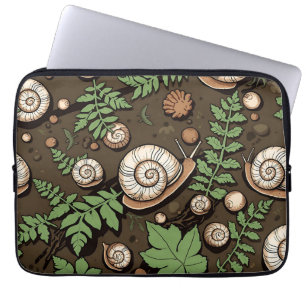 Housse Pour Ordinateur Portable Motif de jardin fantaisiste d'escargot d'herbe