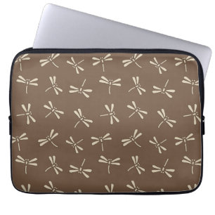 Housse Pour Ordinateur Portable Motif de libellules japonaises, crème et Taupe Tan