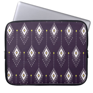 Housse Pour Ordinateur Portable Motif de lustre Ikat : Conception Vintage de texti