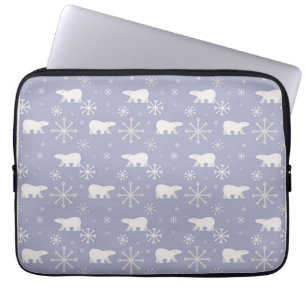 Housse Pour Ordinateur Portable Motif de Noël avec ours polaires et flocons de nei