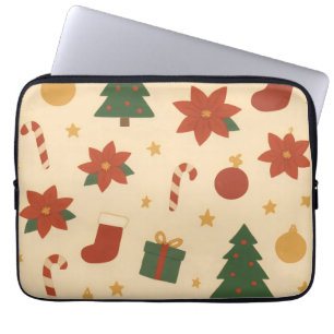 Housse Pour Ordinateur Portable Motif de Noël cosy avec cadeaux et arbres