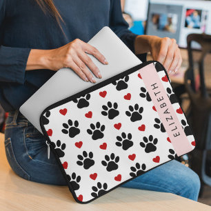 Housse Pour Ordinateur Portable Motif De Pâtes, Pâtes Noires, Coeurs Rouges, Votre