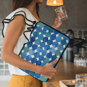 Housse Pour Ordinateur Portable Motif de points - bleu et vert