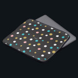 Housse Pour Ordinateur Portable Motif de points de rendu colorés<br><div class="desc">Elégant coloré moderne de taille aléatoire dote sans couture motif avec arrière - plan noir contrastant.</div>
